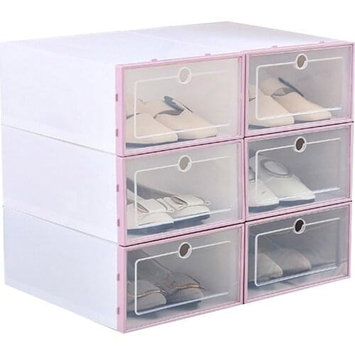1PCS Flip Shoes Box Thickened Transparent Drawer Case Plastic Shoe Boxes Stackable Box Shoe Organizer Shoebox storage Shoe ra-30