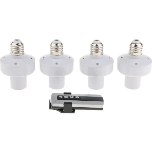 1 Control 4 Bases Wireless Remote Control Lamp Holder Bulb Socket Switch