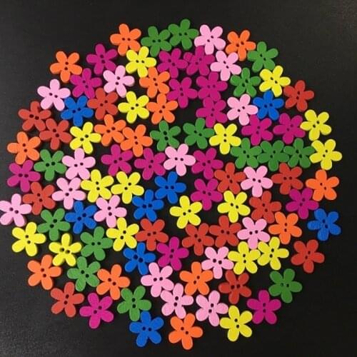 100Pcs Wooden Buttons Mixed Color Christmas Decoration Sewing Wood Button Scrapbooking DIY Supplies