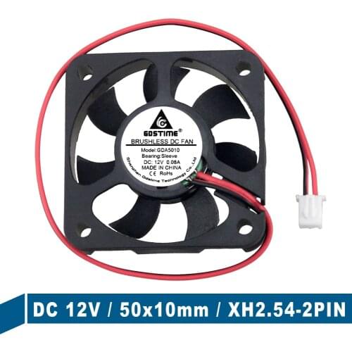 2 PCS Gdstime 5010 5cm 50mm x 10mm DC 12V 2Pin Axial Cooling Fan 50x50x10mm PC Laptop Computer Cooler Heatsink Fans 7 Blades