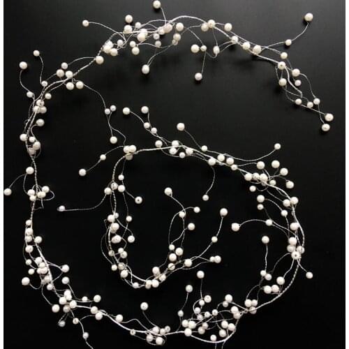 5pcs 180cm Round Pearl Bead Garland Wrie String For Bouquets Wedding Christmas Brida Hair Venue Party Decoration New