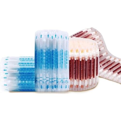 80Pcs Cotton Swab Medical Alcohol Disposable Emergency Cotton Stick Iodine Swab Disinfected Swab for Children Adults Baby