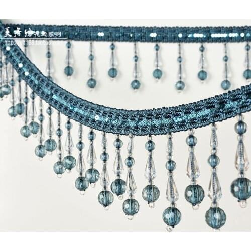 9CM X 100cm 8colors Tassel Fringe Trim Pumpkin Crystal Beaded Ribbon for Sewing Curtain Accessorie Lace Decoration