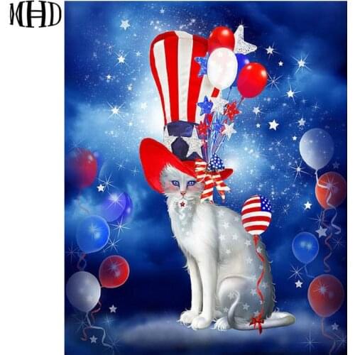 Diamond Embroidery Cat 5D DIY Diamond Cross Stitch Full Round Crystal Picture Mosaic Rhinestone Diamond Painting Animal