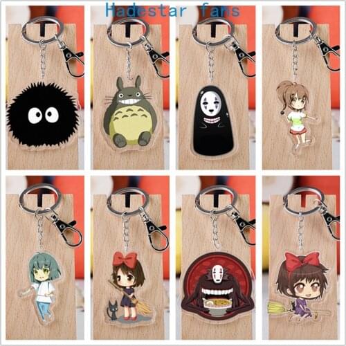 10 pcs/lot Anime Spirited Away Acrylic Keychain Toy Figure ogino chihiro No Face man Bag Pendant Double sided keyring Gifts