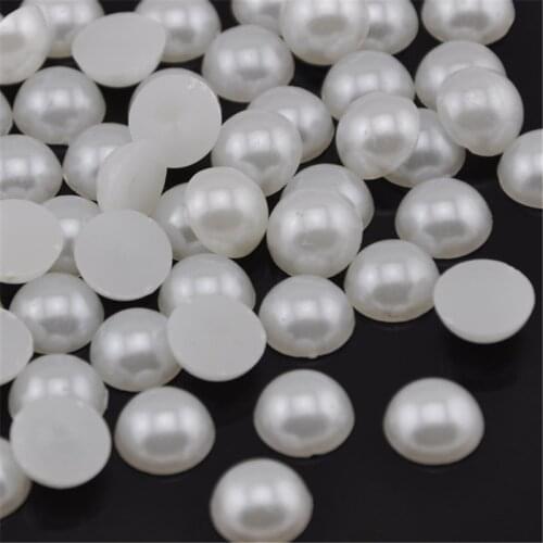 12mm ABS Flatback Ivory White Pearls Scrapbook Beads Fit Mobile Phone Deco.Nail art DIY Accessories
