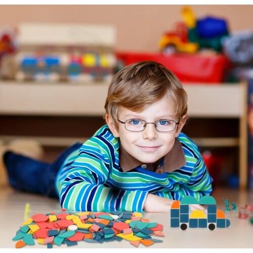 Wooden Jigsaw Puzzle Board Set Colorful Tangram Baby Kids Montessori Learning Toys Non-toxic Learning Development