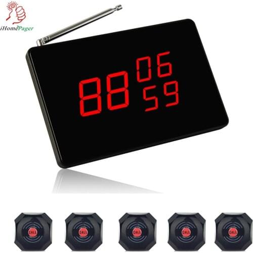 Cheap Price Wireless Black Call Button Paging Service System Restaurant Cafe Dessert Shop Factory Bank Hospital