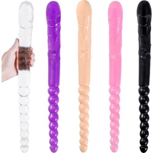 Double Dildo Sex U Shape Flexible Soft Jelly Vagina Anal Women Gay Lesbian Double Ended Dong Penis Artificial Penis Sex Toys