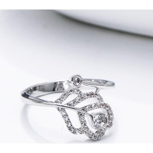 Elegant Pretty Crystal Ring Tiny CZ Jewellery Leaf design Cute Rings for girl Fast delivery Jewelry Gfit
