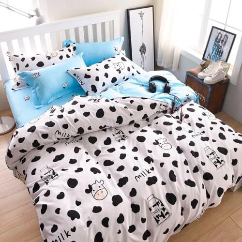 Home Textile Cartoon Blue White Cows Style 2/3PCS Bedding Set with pillowcase Duvet Cover Set Twin full Queen king Bedclothes