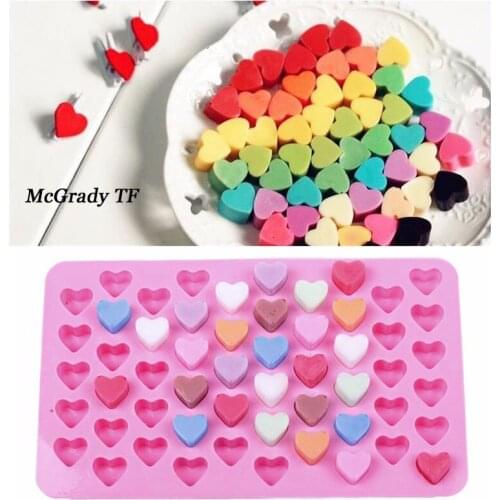 Kitchen Baking Tools 55 Holes Cute Heart Style Silicone Chocolate Mold Ice Candy Lolly Muffin Mould Valentine Gift Maker
