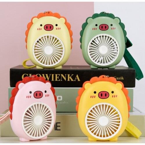 Summer New Fashion Usb Charging Piggy Fan Key Chain Cartoon Cute Mini Fan Key Chain Student Girl Backpack Portable Key Chain