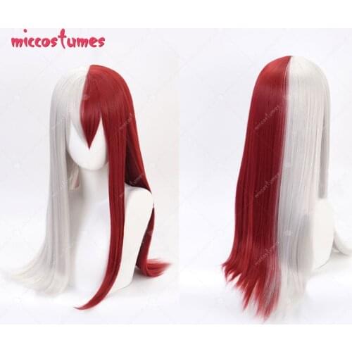 My Hero Academia Todoroki Shoto Mixed Red White Female Straight Long Cosplay Wig