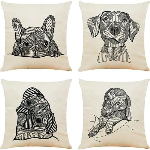 Cartoon Dog Cushion Cover Hoga Decorative Pillow funda cojines 45x45 housse de coussin Nordic Throw Pillow Cover Sofa Car