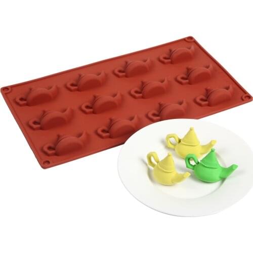 New 12-cavity Silicone Teapot shape Mold Small Cake Chocolate Pancake Moulds for Baking Mini Dessert Kitchen DIY Handmade Tools