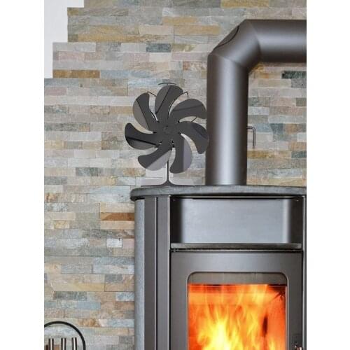 New 6 Blades Heat Powered Stove Fan Black Home Fireplace Fan Quiet Log Wood Burner Ecofan Efficient Heat Distribution Current