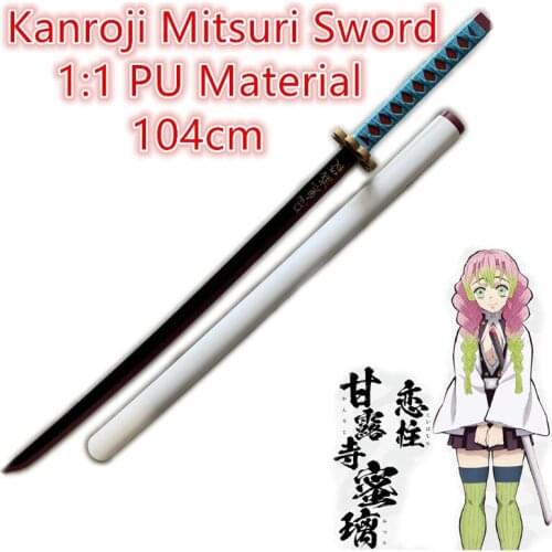 1:1 Demon Slayer Sword Weapon Cosplay Kimetsu no Yaiba Kanroji Mitsuri Love Sowrd Ninja Knife Prop Model Toy 104cm