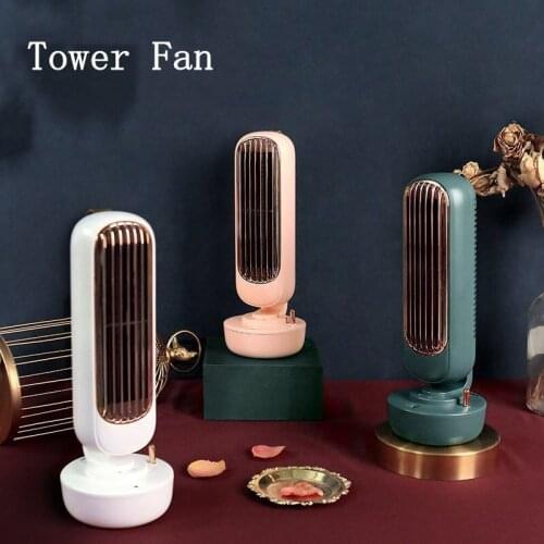Portable Mini Air cooling Fan USB Mini Desktop Retro Tower Fan 2 In 1 Humidifier Cooling Fan Bladeless Water Spray Mist Fan