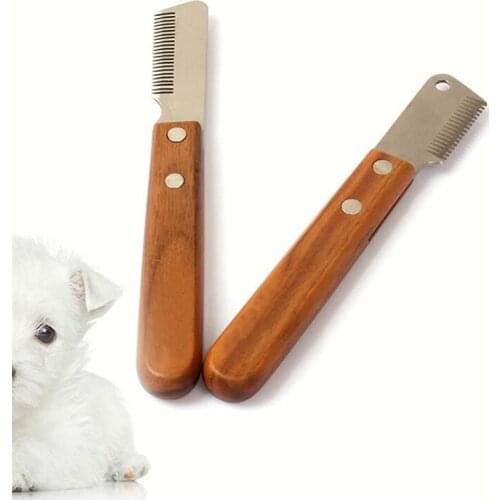 Professional Dog Comb Stainless Steel Wooden Handle Stripping Knife Pet Hair Remover Pluck Excess Undercoat Accessories
