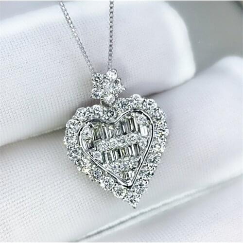 Luxury Heart shape Pendant AAAAA cz Stone 925 sterling silver Party Wedding Pendant necalace for women Bridal Jewelry Gift