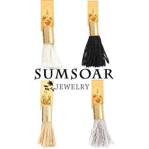 Mixed White Champagne Black Gray Tassel Slide Charms for Leather Wrap Bracelets Necklace