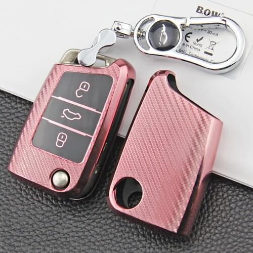 Car Key Case Cover Protector Protection Accessories TPU Carbon Fiber Car Key Case Auto For VW Golf-7 Tiguan-L POLO