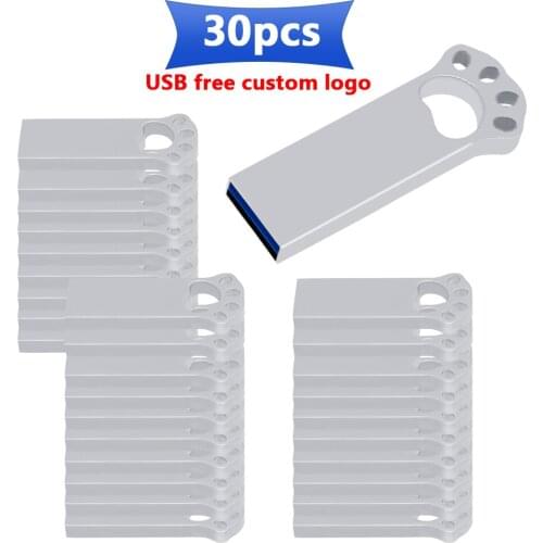 30pcs/lot free logo usb flash drives USB 3.0 Waterproof 4GB 8GB 16GB 32GB 64GB de memoria de usb flash drives Metal U Disk
