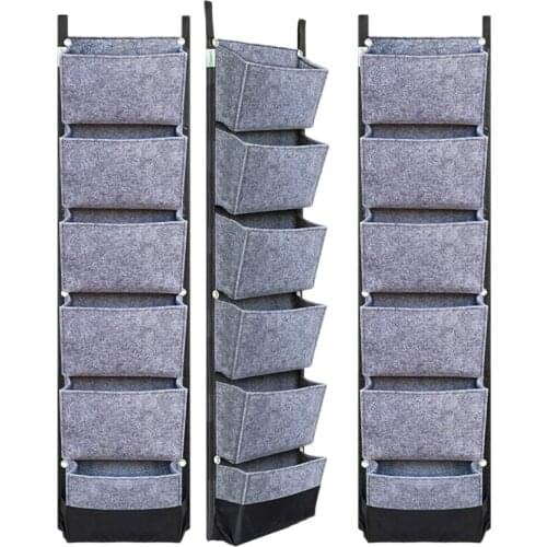 Vertical Planting Pouch 6 Pockets Wall Hanging Garden Planter Flower Pots Large Felt Bags for Home Garden Decor