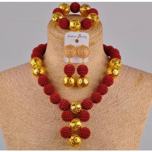 Wine costume african jewelry set necklace african set simulated pearl nigerian set wedding jewelry sets ZZ05
