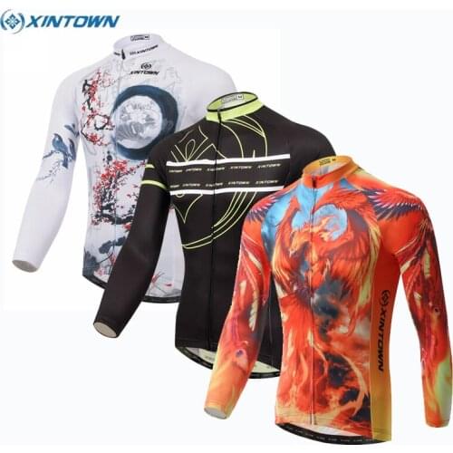 XINTOWN Team Ropa Ciclismo Mens Sportswear Cycling Jersey Bike Bicycle Long Sleeve Cycling Clothing Top Size S-4XL