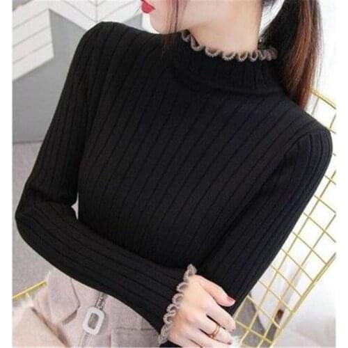 2021 Autumn And Winter Women Sweater Black Turtleneck Long Sleeve Knitted Top Slim Warm Knitted Sweater Casual Pullover Women