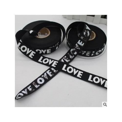 100Yards/pack Printed printed English alphabet Love ribbed ribbon gift wrapped ribbon free shiing