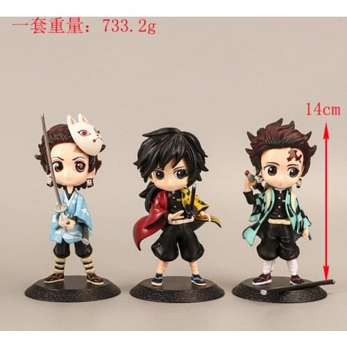 14cm Big Demon Slayer 6 Pcs/Set Cute Ver. PVC Action Figure Kimetsu no Yaiba Tanjirou Zenitsu Nezuko Inosuke Model Collect Gift