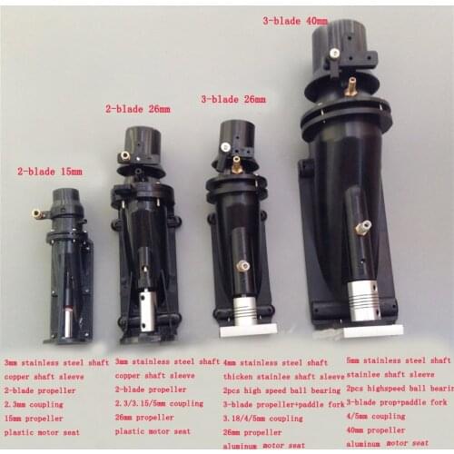 15mm 26mm 40mm 1pcs Water Jet Boat Pump Spray Water Thruster 2-Blade/3-Blade Propellers w/Coupling Shaft for RC Model Jet Boats