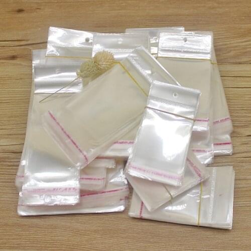 200PC multi size jewerly necklace earring card hair clip card plastic opp bag Clear Self Adhesive Seal plastic bag Storage Bags