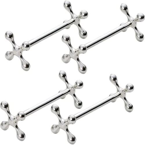 4 Pcs Zinc Alloy Chopsticks Rest Spoons Stand Forks Knifes Holder Rack Stand Metal Craft Table Decoration (Silver)