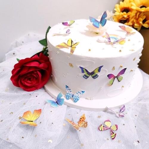 50 Pcs Butterfly Paper Cupcakes Toppers Colorful Butterfly Baking Cake Toppers for Kids Birthday Party Cake Decorations Supplies