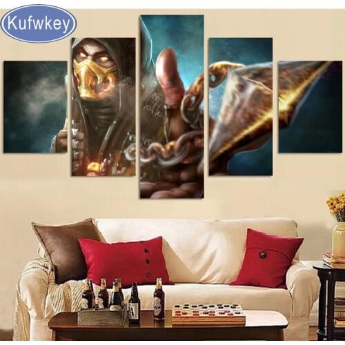 5d DIY Diamond Painting Cross Stitch Kits Full Diamond Embroidery Diamond Mosaic Needlework Mortal Kombat X Scorpion home Decor