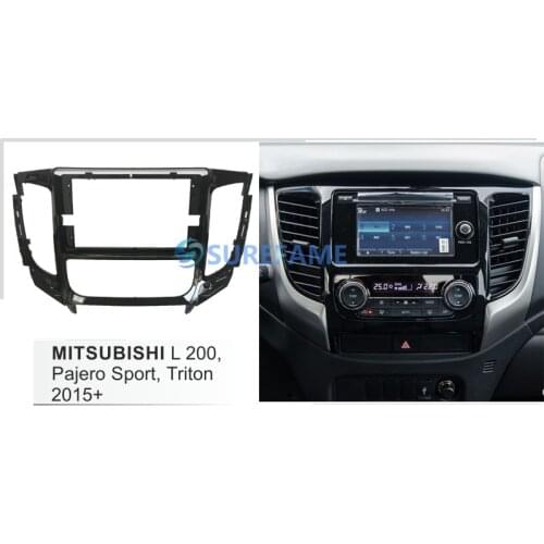 9 inch Car Radio Fascia for MITSUBISHI L200, Pajero Sport, Triton 2015+ (Auto Aircon) Panel Dash Kit Adapter Bezel Plate Facia