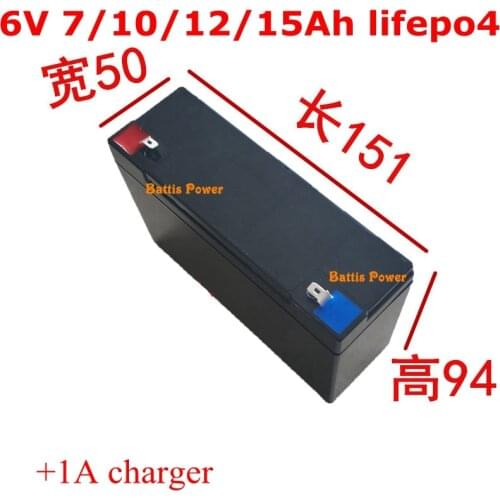 6V 7Ah 10Ah 12Ah 15Ah lifepo4 lithium battery for scale Access control Childrens toy car lamp airplane rc tank +7.3v 1A charger