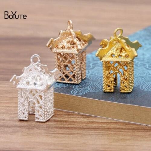BoYuTe Wholesale (20 Pieces/Lot) 13*12.5*29MM Hollow Out Pavilion Metal Alloy Materials Diy Hand Made Jewelry Accessories