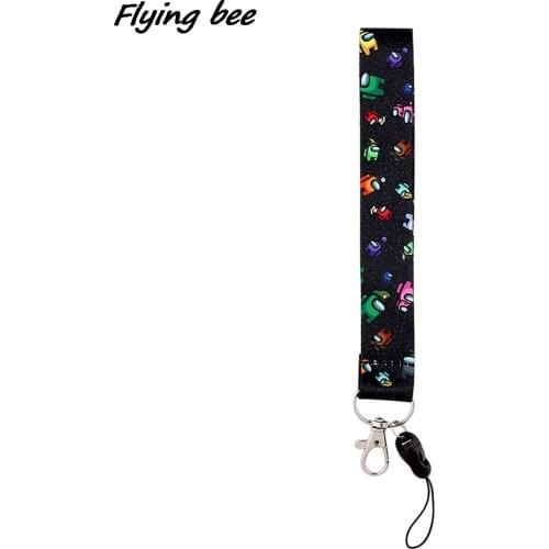 X1914 Cartoon Game Robot Keychain Tags Strap Neck Short Lanyards For Keys ID Card Pass Gym Phone USB Badge Holder DIY Hang Rope