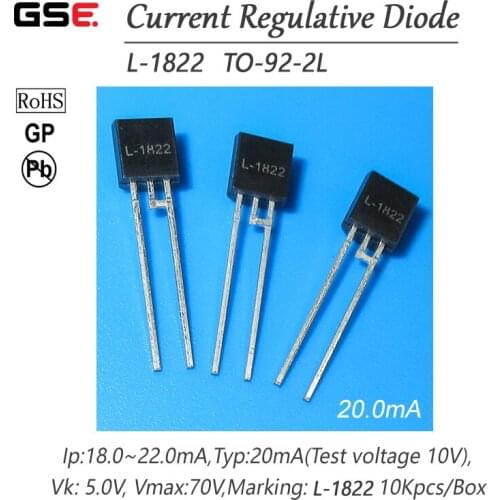 L-1822 20.0MA TO-92-2L CRD / CURRENT REGULATIVE DIODE NEW 10PCS/LOT