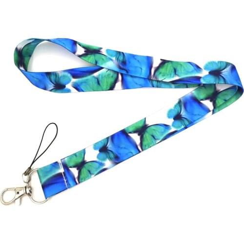 Watercolor Butterfly Neck Strap Lanyard For Key Chain ID Card Badge Holder Keyring DIY Hang Rope Mobile Phone Accessories