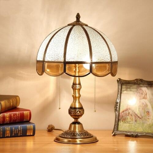 European Style Retro Living Room Study Bedroom Bedside Decoration Copper Table Lamp E27 AC110-240V