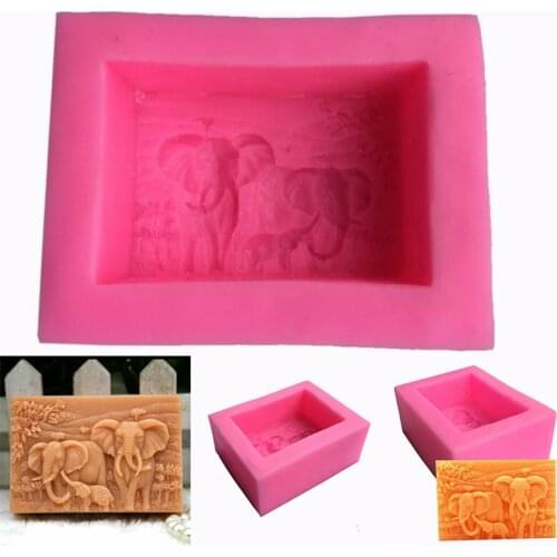 Silicone Mold Handmade Animals Soap Mould African Elephant Pattern Soaps Molds