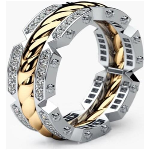 Hot Sale Classic Punk Finger Rings Two Tone Tyre Shaped Design Euro Stylish Unisex Accessories Rings