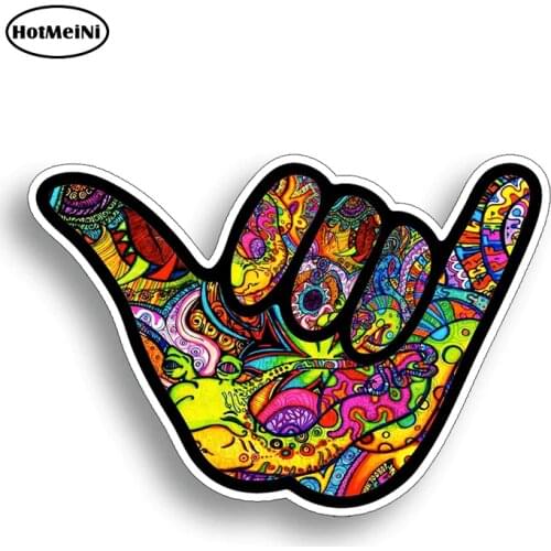 HotMeiNi 13cm X 9.1cm Shaka Hang Loose Graffiti Sticker Vinyl Decal Bright Color for Car Truck Cup Cooler Tumbler Automobile