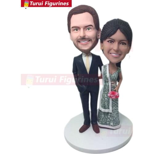 Indian Bride Personalized Wedding Cake Topper Indian Bobble Head Clay Figurine Indian Wedding Cake Topper Personalied Indian Wed
